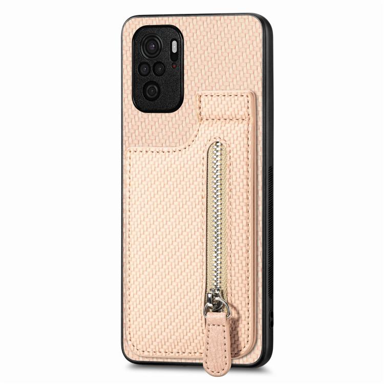 Carbon Fiber Vertical Flip Zipper Phone Case, For Redmi Note 11 4G, For Redmi 10, For Redmi Note 10 4G