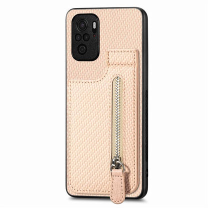 Carbon Fiber Vertical Flip Zipper Phone Case, For Redmi Note 11 4G, For Redmi 10, For Redmi Note 10 4G