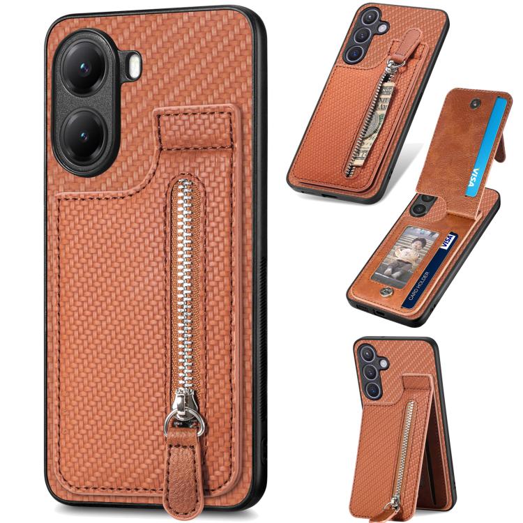 Carbon Fiber Vertical Flip Zipper Phone Case, For Redmi Turbo 4, For Xiaomi Poco X7 Pro, For Redmi Note 12 5G, For Xiaomi 13 Pro
