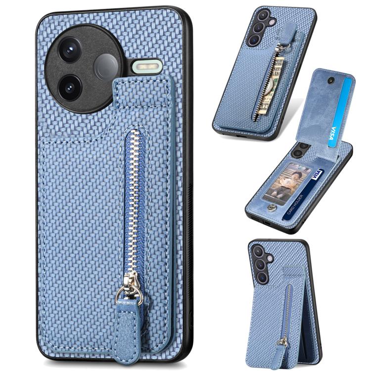 Carbon Fiber Vertical Flip Zipper Phone Case, For Redmi 15C 5G / 4G Glodal 171mm, For Xiaomi 15T, For Redmi K80 Pro / Poco F7 Ultra, For Redmi K80 / Poco F7 Pro