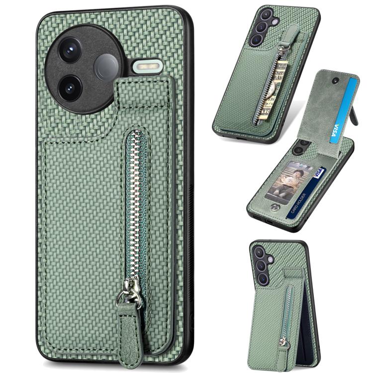 Carbon Fiber Vertical Flip Zipper Phone Case, For Redmi 15C 5G / 4G Glodal 171mm, For Xiaomi 15T, For Redmi K80 Pro / Poco F7 Ultra, For Redmi K80 / Poco F7 Pro