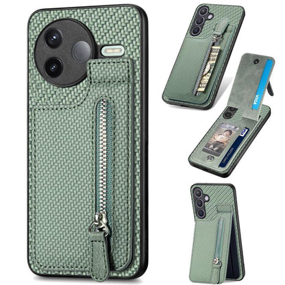 Carbon Fiber Vertical Flip Zipper Phone Case, For Redmi 15C 5G / 4G Glodal 171mm, For Xiaomi 15T, For Redmi K80 Pro / Poco F7 Ultra, For Redmi K80 / Poco F7 Pro