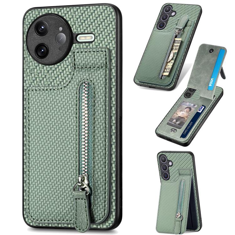 Carbon Fiber Vertical Flip Zipper Phone Case, For Redmi 15C 5G / 4G Glodal 171mm, For Xiaomi 15T, For Redmi K80 Pro / Poco F7 Ultra, For Redmi K80 / Poco F7 Pro