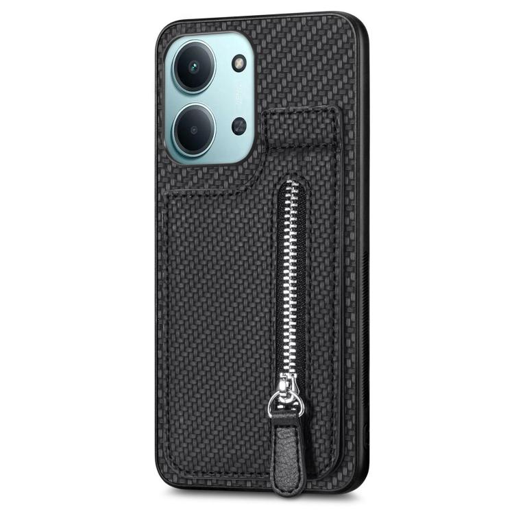 Carbon Fiber Vertical Flip Zipper Phone Case, For Redmi 15C 5G / 4G Glodal 171mm, For Xiaomi 15T, For Redmi K80 Pro / Poco F7 Ultra, For Redmi K80 / Poco F7 Pro