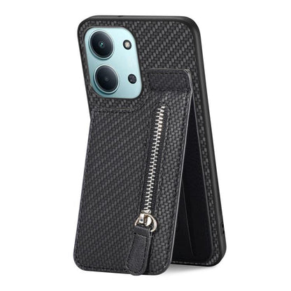 Carbon Fiber Vertical Flip Zipper Phone Case, For Redmi 15C 5G / 4G Glodal 171mm, For Xiaomi 15T, For Redmi K80 Pro / Poco F7 Ultra, For Redmi K80 / Poco F7 Pro