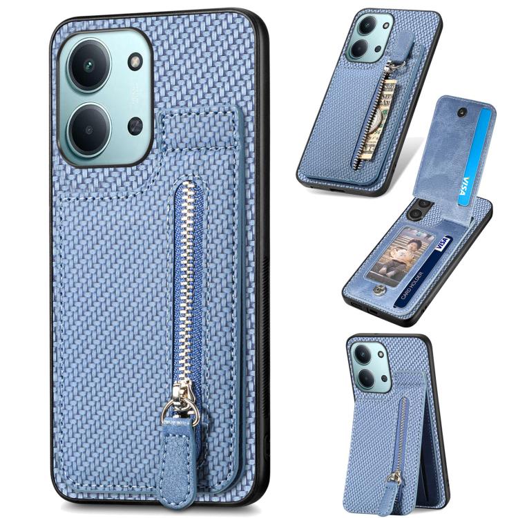 Carbon Fiber Vertical Flip Zipper Phone Case, For Redmi 15C 5G / 4G Glodal 171mm, For Xiaomi 15T, For Redmi K80 Pro / Poco F7 Ultra, For Redmi K80 / Poco F7 Pro