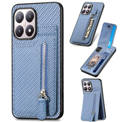 Carbon Fiber Vertical Flip Zipper Phone Case, For Redmi 15C 5G / 4G Glodal 171mm, For Xiaomi 15T, For Redmi K80 Pro / Poco F7 Ultra, For Redmi K80 / Poco F7 Pro
