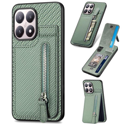 Carbon Fiber Vertical Flip Zipper Phone Case, For Redmi 15C 5G / 4G Glodal 171mm, For Xiaomi 15T, For Redmi K80 Pro / Poco F7 Ultra, For Redmi K80 / Poco F7 Pro