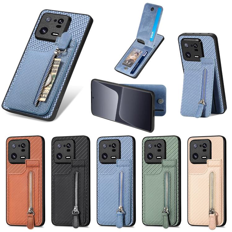 Carbon Fiber Vertical Flip Zipper Phone Case, For Redmi 15C 5G / 4G Glodal 171mm, For Xiaomi 15T, For Redmi K80 Pro / Poco F7 Ultra, For Redmi K80 / Poco F7 Pro