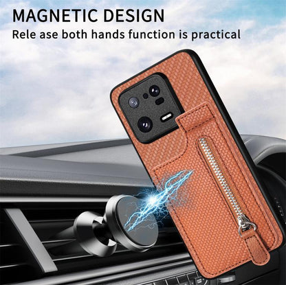 Carbon Fiber Vertical Flip Zipper Phone Case, For Xiaomi 13, For Xiaomi POCO M5 4G, For Redmi Note 11T Pro 5G, For Redmi 10C