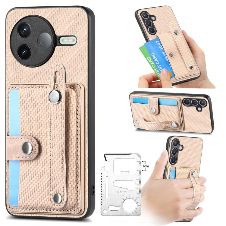 Wristband Kickstand Card Wallet Back Phone Case with Tool Knife, For Redmi 15C 5G / 4G Global 171mm, For Xiaomi 15T, For Redmi K80 Pro / Poco F7 Ultra, For Redmi K80 / Poco F7 Pro