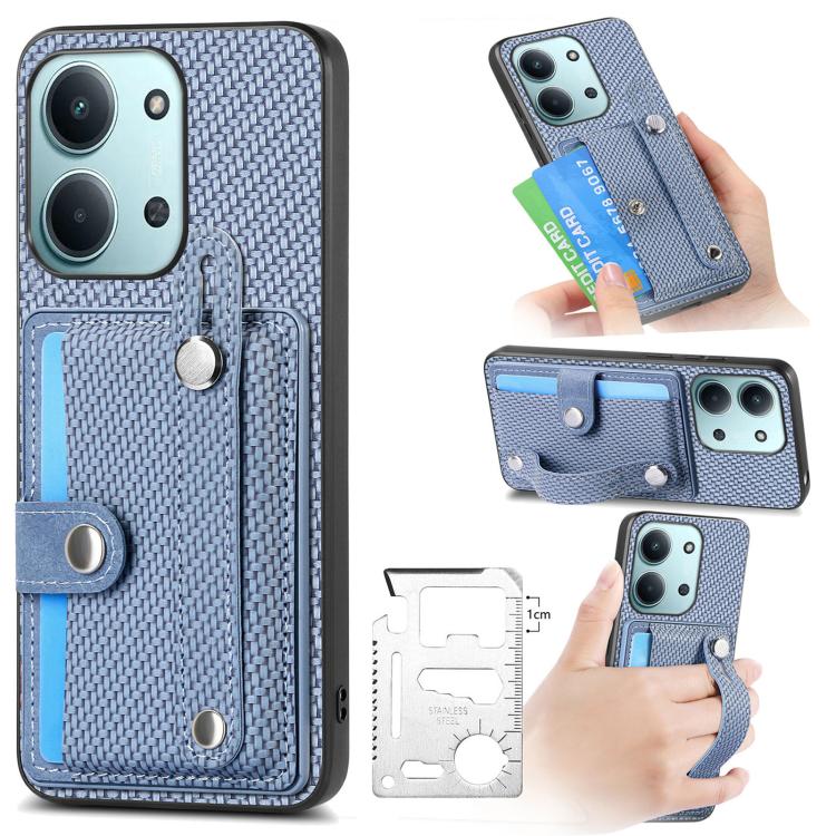 Wristband Kickstand Card Wallet Back Phone Case with Tool Knife, For Redmi 15C 5G / 4G Global 171mm, For Xiaomi 15T, For Redmi K80 Pro / Poco F7 Ultra, For Redmi K80 / Poco F7 Pro