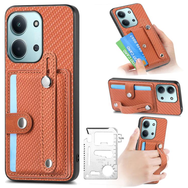 Wristband Kickstand Card Wallet Back Phone Case with Tool Knife, For Redmi 15C 5G / 4G Global 171mm, For Xiaomi 15T, For Redmi K80 Pro / Poco F7 Ultra, For Redmi K80 / Poco F7 Pro