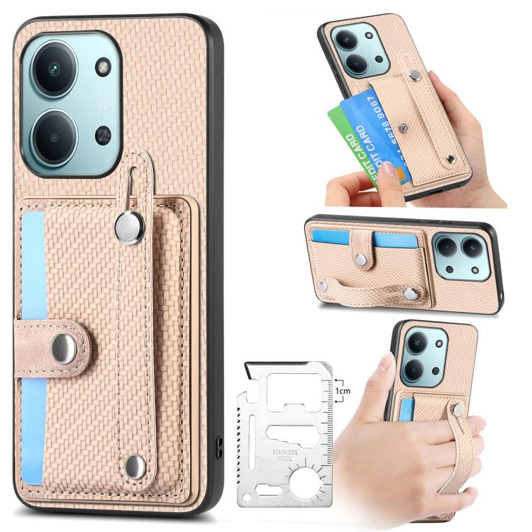 Wristband Kickstand Card Wallet Back Phone Case with Tool Knife, For Redmi 15C 5G / 4G Global 171mm, For Xiaomi 15T, For Redmi K80 Pro / Poco F7 Ultra, For Redmi K80 / Poco F7 Pro