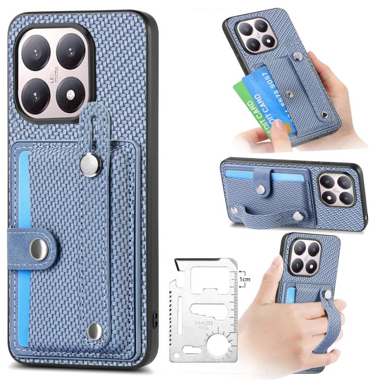 Wristband Kickstand Card Wallet Back Phone Case with Tool Knife, For Redmi 15C 5G / 4G Global 171mm, For Xiaomi 15T, For Redmi K80 Pro / Poco F7 Ultra, For Redmi K80 / Poco F7 Pro