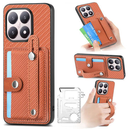 Wristband Kickstand Card Wallet Back Phone Case with Tool Knife, For Redmi 15C 5G / 4G Global 171mm, For Xiaomi 15T, For Redmi K80 Pro / Poco F7 Ultra, For Redmi K80 / Poco F7 Pro