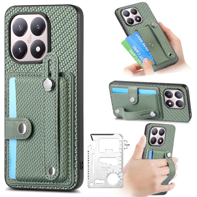 Wristband Kickstand Card Wallet Back Phone Case with Tool Knife, For Redmi 15C 5G / 4G Global 171mm, For Xiaomi 15T, For Redmi K80 Pro / Poco F7 Ultra, For Redmi K80 / Poco F7 Pro