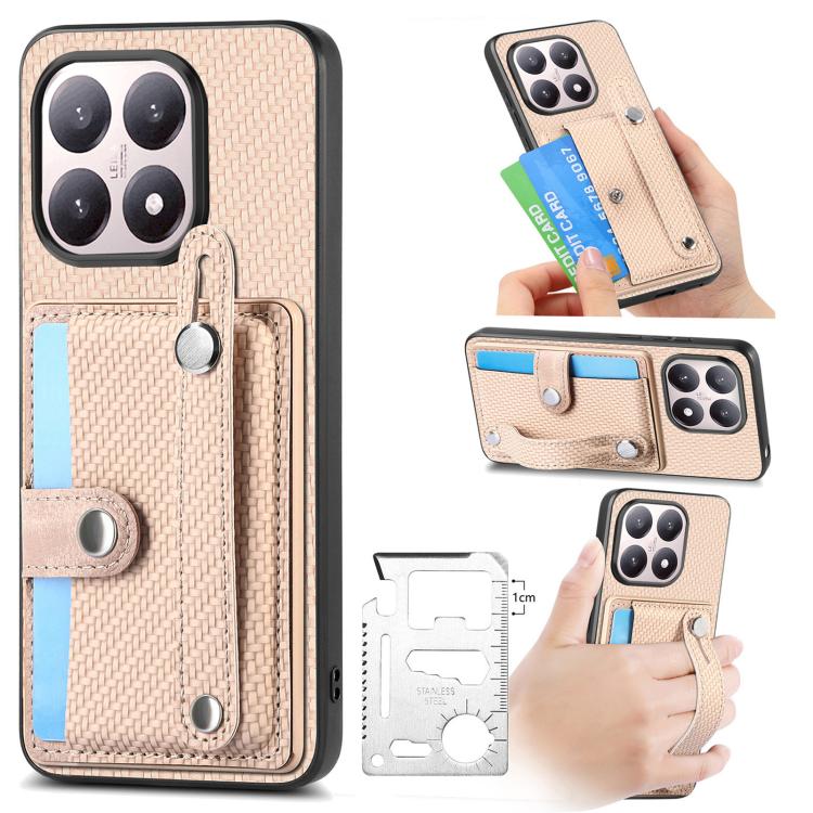 Wristband Kickstand Card Wallet Back Phone Case with Tool Knife, For Redmi 15C 5G / 4G Global 171mm, For Xiaomi 15T, For Redmi K80 Pro / Poco F7 Ultra, For Redmi K80 / Poco F7 Pro