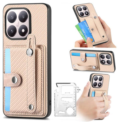 Wristband Kickstand Card Wallet Back Phone Case with Tool Knife, For Redmi 15C 5G / 4G Global 171mm, For Xiaomi 15T, For Redmi K80 Pro / Poco F7 Ultra, For Redmi K80 / Poco F7 Pro