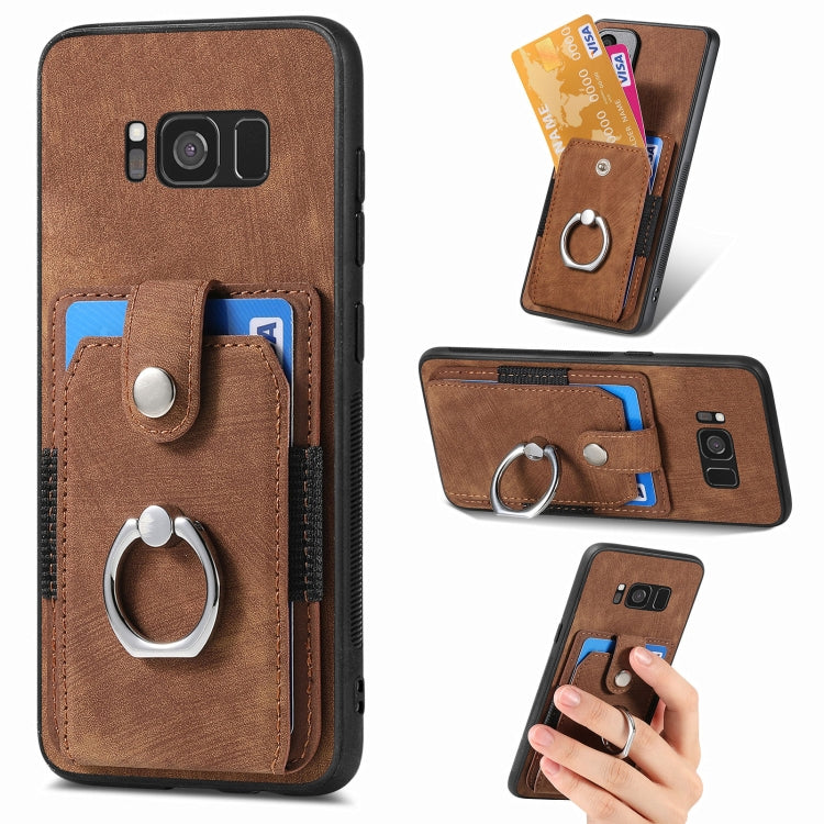 Retro Skin-feel Ring Card Wallet Phone Case, For Samsung Galaxy S24+ 5G, For Samsung Galaxy A15, For Samsung Galaxy S8+, For Samsung Galaxy S8
