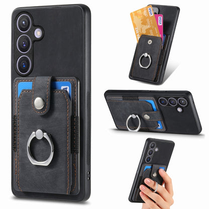 Retro Skin-feel Ring Card Wallet Phone Case, For Samsung Galaxy S24+ 5G, For Samsung Galaxy A15, For Samsung Galaxy S8+, For Samsung Galaxy S8