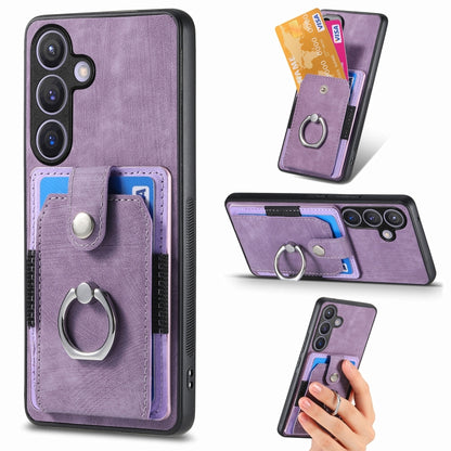 Retro Skin-feel Ring Card Wallet Phone Case, For Samsung Galaxy S24+ 5G, For Samsung Galaxy A15, For Samsung Galaxy S8+, For Samsung Galaxy S8