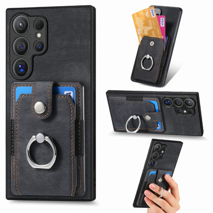 Retro Skin-feel Ring Card Wallet Phone Case, For Samsung Galaxy S24 FE 5G, For Sumsung Galaxy A55 5G, For Samsung Galaxy A35 5G, For Samsung Galaxy S24 Ultra 5G