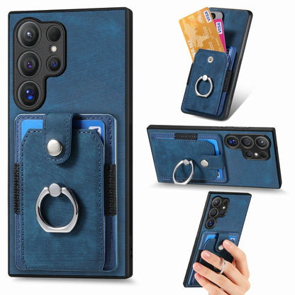 Retro Skin-feel Ring Card Wallet Phone Case, For Samsung Galaxy S24 FE 5G, For Sumsung Galaxy A55 5G, For Samsung Galaxy A35 5G, For Samsung Galaxy S24 Ultra 5G
