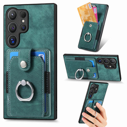 Retro Skin-feel Ring Card Wallet Phone Case, For Samsung Galaxy S24 FE 5G, For Sumsung Galaxy A55 5G, For Samsung Galaxy A35 5G, For Samsung Galaxy S24 Ultra 5G