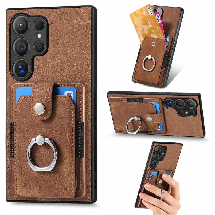 Retro Skin-feel Ring Card Wallet Phone Case, For Samsung Galaxy S24 FE 5G, For Sumsung Galaxy A55 5G, For Samsung Galaxy A35 5G, For Samsung Galaxy S24 Ultra 5G