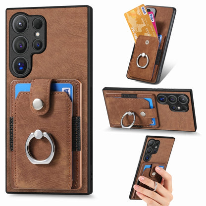 Retro Skin-feel Ring Card Wallet Phone Case, For Samsung Galaxy S24 FE 5G, For Sumsung Galaxy A55 5G, For Samsung Galaxy A35 5G, For Samsung Galaxy S24 Ultra 5G