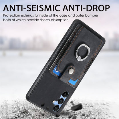 Retro Skin-feel Ring Card Wallet Phone Case, For Samsung Galaxy S24+ 5G, For Samsung Galaxy A15, For Samsung Galaxy S8+, For Samsung Galaxy S8