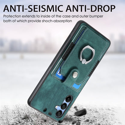 Retro Skin-feel Ring Card Wallet Phone Case, For Samsung Galaxy S24+ 5G, For Samsung Galaxy A15, For Samsung Galaxy S8+, For Samsung Galaxy S8