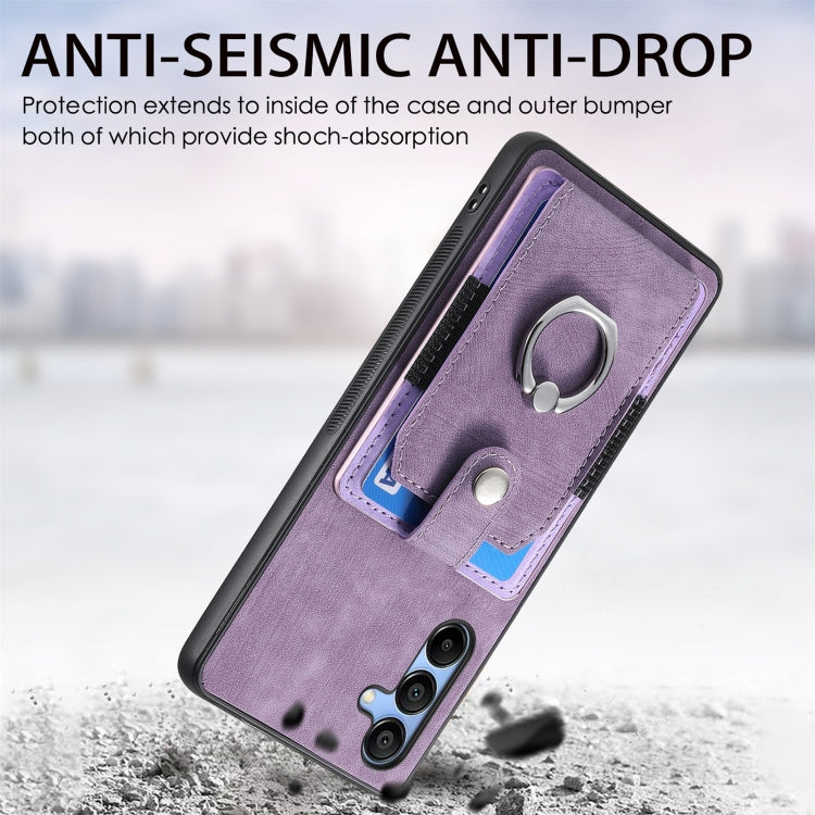 Retro Skin-feel Ring Card Wallet Phone Case, For Samsung Galaxy S24+ 5G, For Samsung Galaxy A15, For Samsung Galaxy S8+, For Samsung Galaxy S8