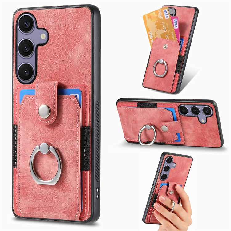 Retro Skin-feel Ring Card Wallet Phone Case, For Samsung Galaxy S25 Edge 5G, For Samsung Galaxy A56 5G, For Samsung Galaxy A36, For Samsung Galaxy S25 5G