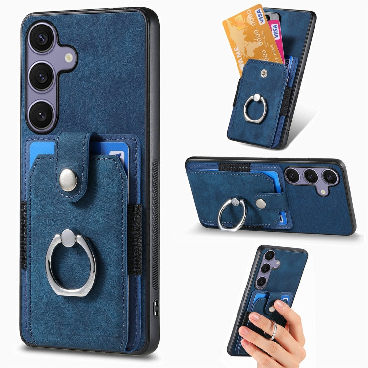 Retro Skin-feel Ring Card Wallet Phone Case, For Samsung Galaxy S25 Edge 5G, For Samsung Galaxy A56 5G, For Samsung Galaxy A36, For Samsung Galaxy S25 5G