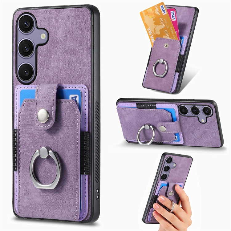 Retro Skin-feel Ring Card Wallet Phone Case, For Samsung Galaxy S25 Edge 5G, For Samsung Galaxy A56 5G, For Samsung Galaxy A36, For Samsung Galaxy S25 5G