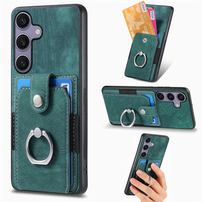 Retro Skin-feel Ring Card Wallet Phone Case, For Samsung Galaxy A36, For Samsung Galaxy S25 5G, For Samsung Galaxy S25+ 5G, For Samsung Galaxy S25 Ultra 5G