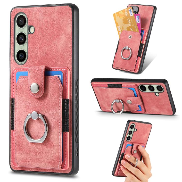 Retro Skin-feel Ring Card Wallet Phone Case, For Samsung Galaxy S25 Edge 5G, For Samsung Galaxy A56 5G, For Samsung Galaxy A36, For Samsung Galaxy S25 5G