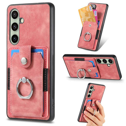 Retro Skin-feel Ring Card Wallet Phone Case, For Samsung Galaxy S25 Edge 5G, For Samsung Galaxy A56 5G, For Samsung Galaxy A36, For Samsung Galaxy S25 5G