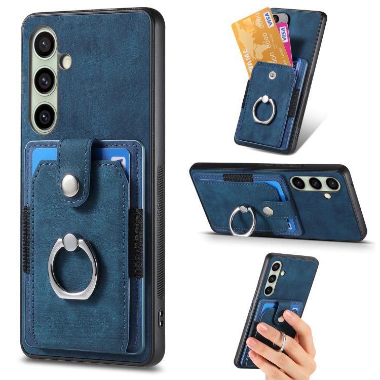 Retro Skin-feel Ring Card Wallet Phone Case, For Samsung Galaxy S25 Edge 5G, For Samsung Galaxy A56 5G, For Samsung Galaxy A36, For Samsung Galaxy S25 5G