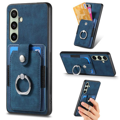 Retro Skin-feel Ring Card Wallet Phone Case, For Samsung Galaxy S25 Edge 5G, For Samsung Galaxy A56 5G, For Samsung Galaxy A36, For Samsung Galaxy S25 5G