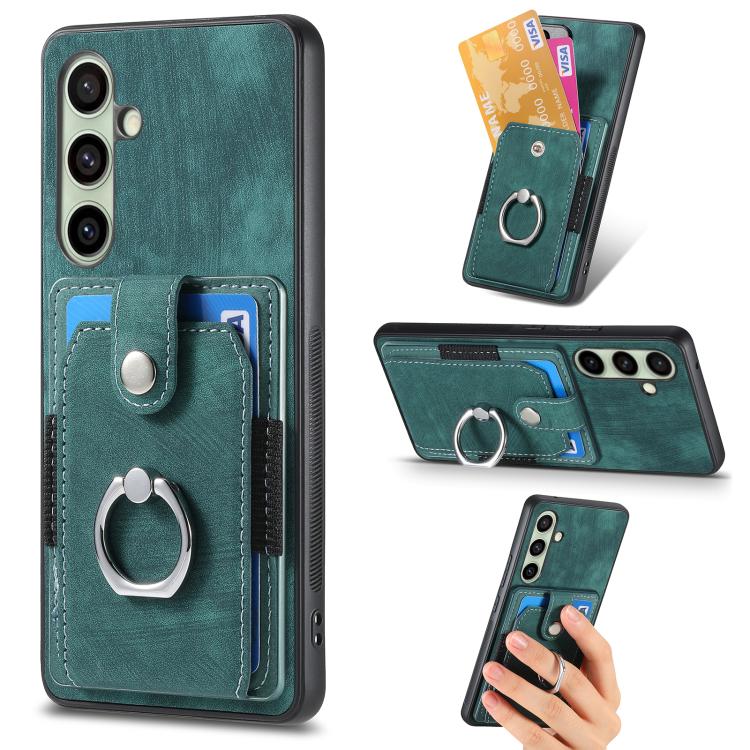 Retro Skin-feel Ring Card Wallet Phone Case, For Samsung Galaxy S25 Edge 5G, For Samsung Galaxy A56 5G, For Samsung Galaxy A36, For Samsung Galaxy S25 5G