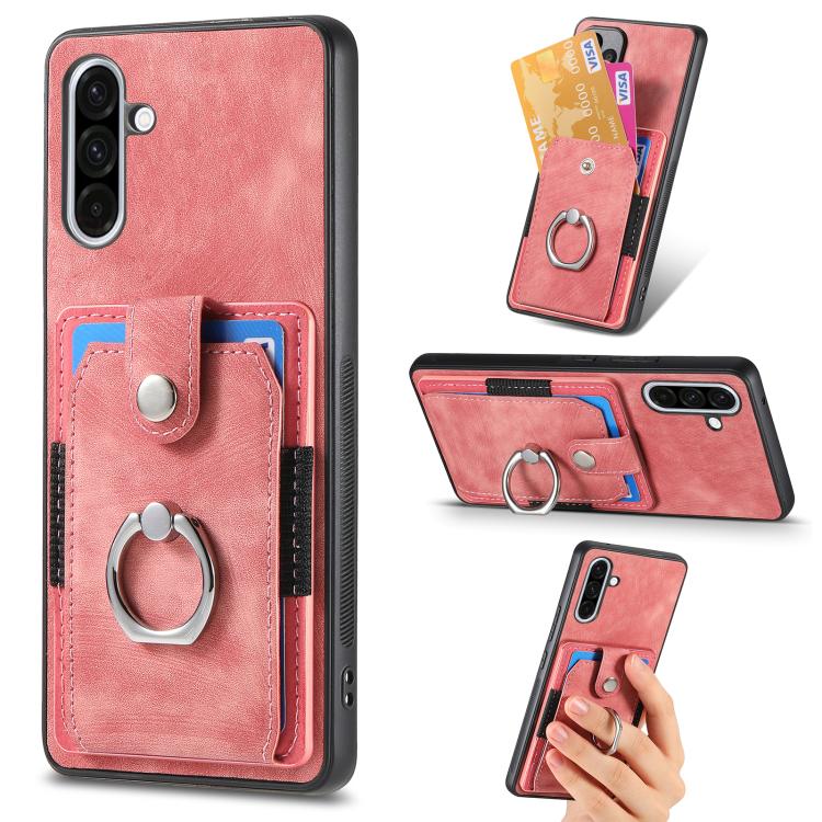 Retro Skin-feel Ring Card Wallet Phone Case, For Samsung Galaxy S25 Edge 5G, For Samsung Galaxy A56 5G, For Samsung Galaxy A36, For Samsung Galaxy S25 5G