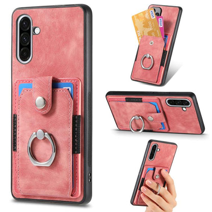 Retro Skin-feel Ring Card Wallet Phone Case, For Samsung Galaxy S25 Edge 5G, For Samsung Galaxy A56 5G, For Samsung Galaxy A36, For Samsung Galaxy S25 5G