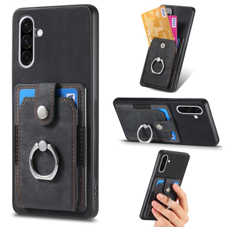 Retro Skin-feel Ring Card Wallet Phone Case, For Samsung Galaxy S25 Edge 5G, For Samsung Galaxy A56 5G, For Samsung Galaxy A36, For Samsung Galaxy S25 5G