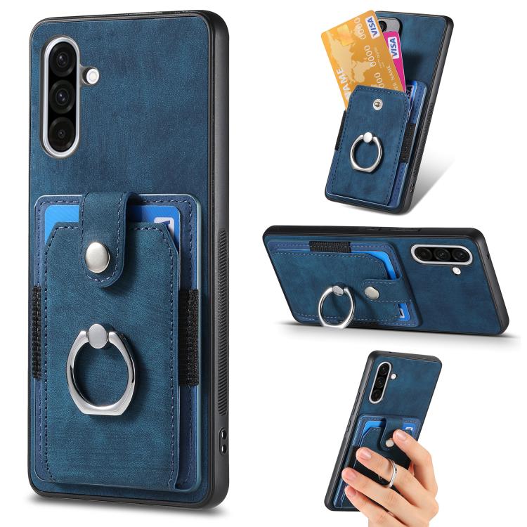 Retro Skin-feel Ring Card Wallet Phone Case, For Samsung Galaxy S25 Edge 5G, For Samsung Galaxy A56 5G, For Samsung Galaxy A36, For Samsung Galaxy S25 5G
