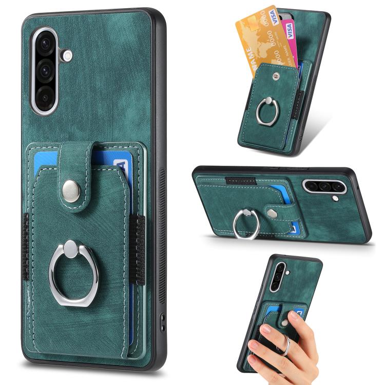 Retro Skin-feel Ring Card Wallet Phone Case, For Samsung Galaxy S25 Edge 5G, For Samsung Galaxy A56 5G, For Samsung Galaxy A36, For Samsung Galaxy S25 5G