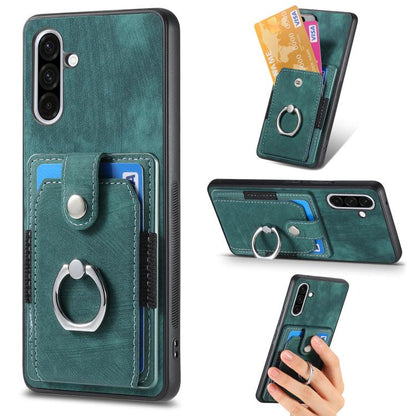 Retro Skin-feel Ring Card Wallet Phone Case, For Samsung Galaxy S25 Edge 5G, For Samsung Galaxy A56 5G, For Samsung Galaxy A36, For Samsung Galaxy S25 5G