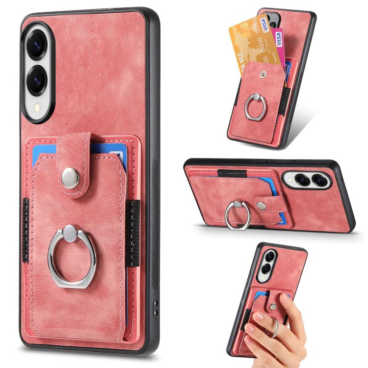 Retro Skin-feel Ring Card Wallet Phone Case, For Samsung Galaxy S25 Edge 5G, For Samsung Galaxy A56 5G, For Samsung Galaxy A36, For Samsung Galaxy S25 5G